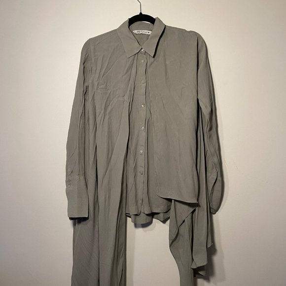 Zara Caledon Green Flowed Panel Button Down Shirt Blouse. Size Small - Picture 8 of 12